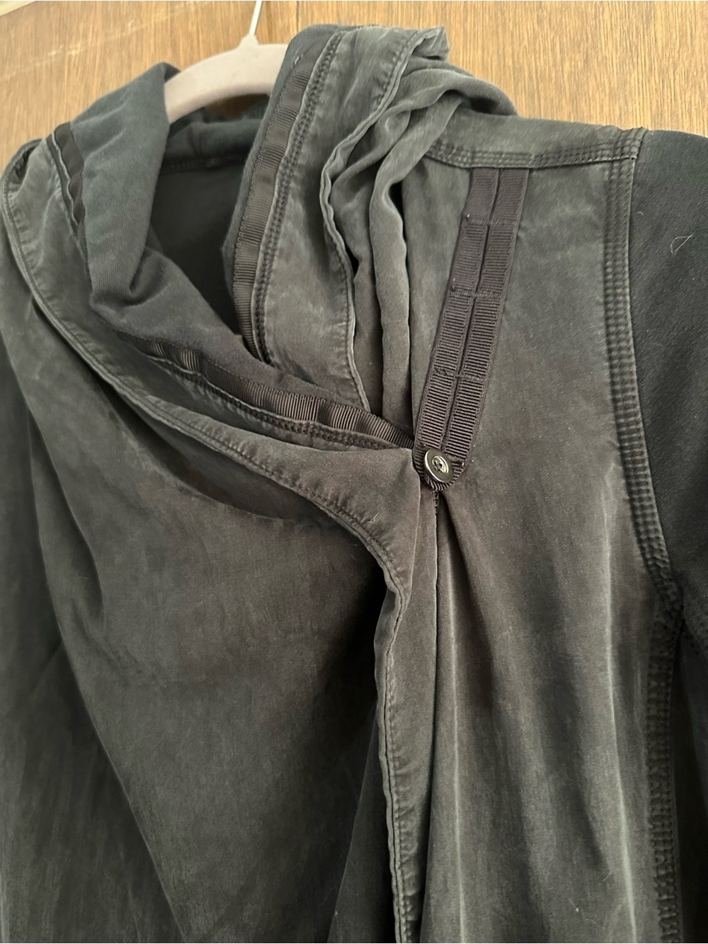 Lululemon Blissed Out Wrap Black Asymmetrical Hooded Sweater Size 6 - Picture 9 of 14